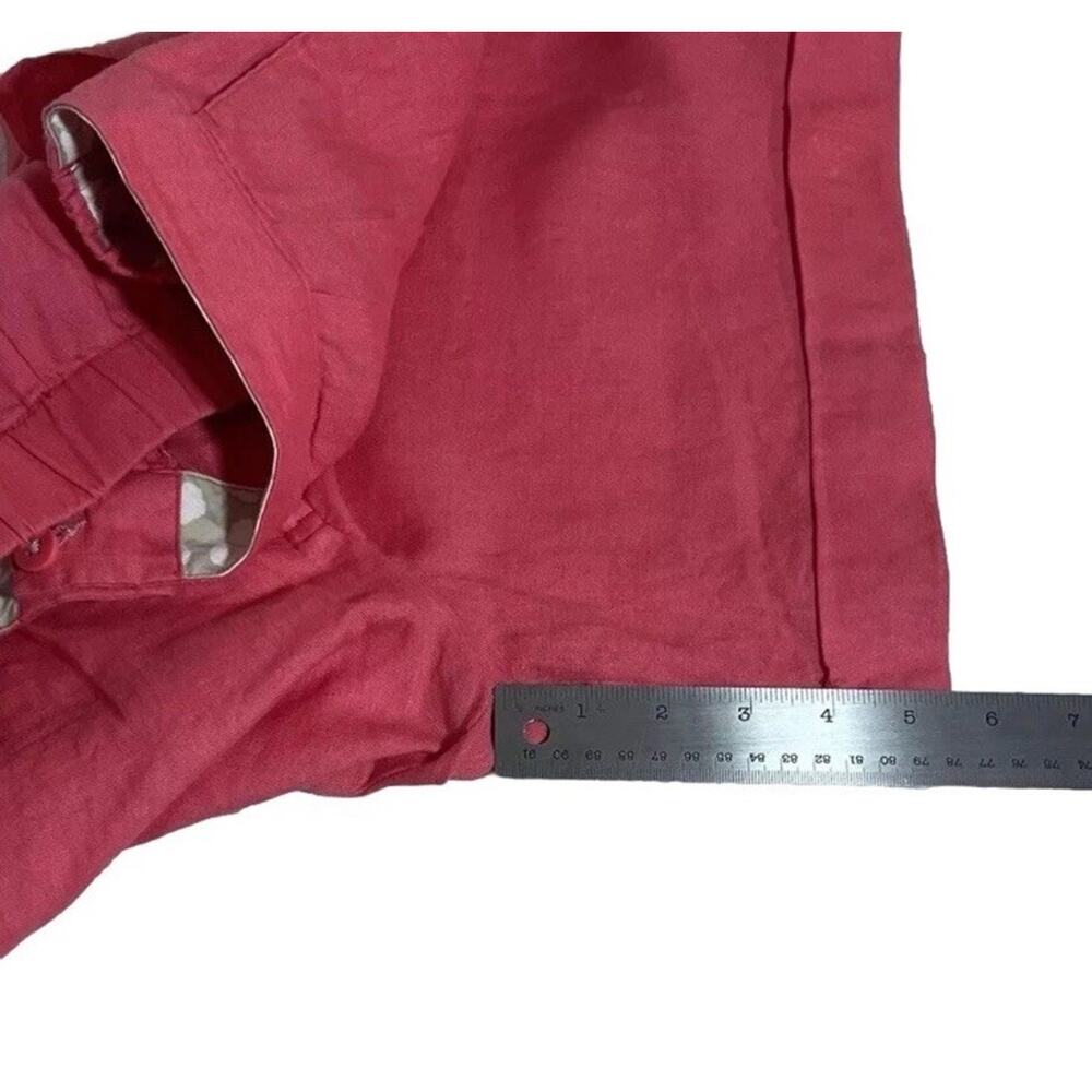 Boden Sz 8 Pink Linen Pleat Front Shorts Cuffed 6” Inseam Preppy Beachy Classic - Picture 11 of 16